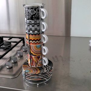 Missoni coffee cups from Target with saucer and spoons